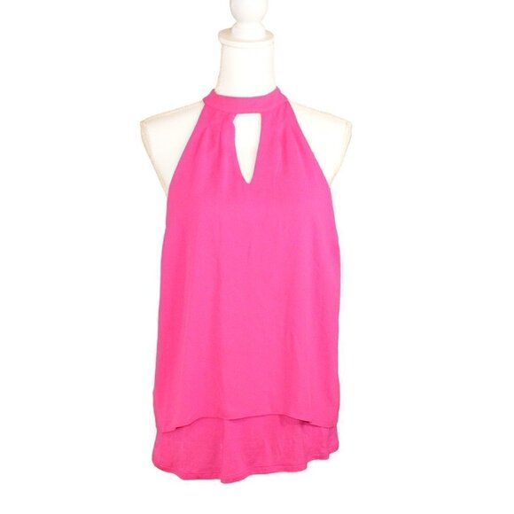 Bar III / Bar 3 Candy Pop Day and Night pink High Neck Flowy Women’s M Tank - Picture 5 of 8